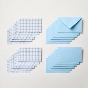 24ct Blue Layered Plaid  Blank Note Cards-Hearth & Hand with Magnolia